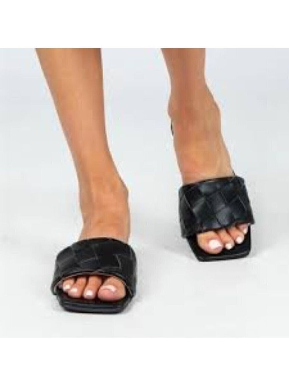 Princess Polly Sicily Black Slides Size 9